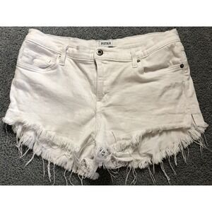 Pistola Cut Off Denim Shorts Womens 30 White Denim Grunge Rugged Modern USA Made